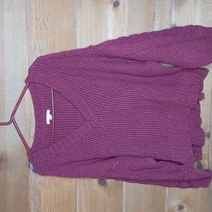 Maroon Bubble Sleeve Sweater